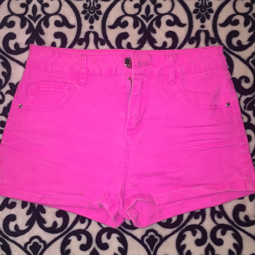 Hot pink high waisted shorts